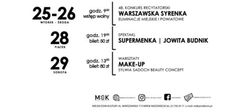 Na białym tle harmonogram wydarzeń.