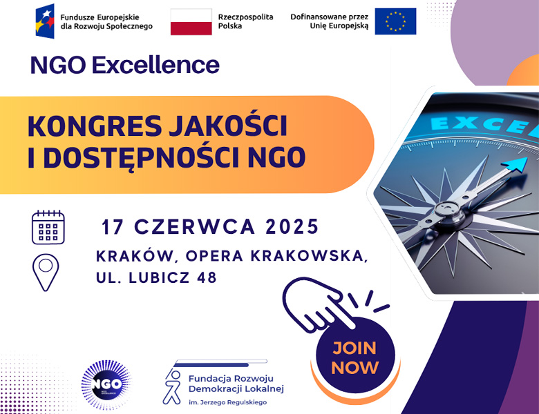 Napisy na białym tle, z prawej fragment zdjęcia kompasu i fioletowe elementy graficzne. Z lewej tytuł na pomarańczowym tle.