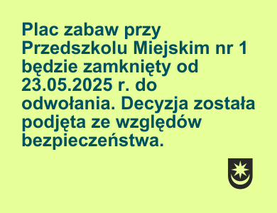 Na zielonym tle informacje. Po prawej stronie na dole czarne logo