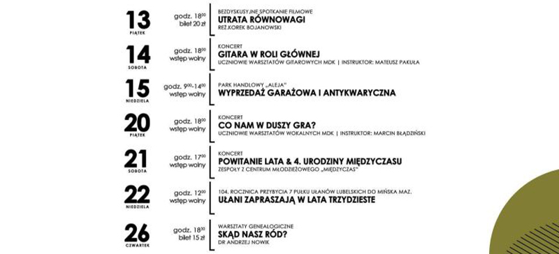 Na białym tle harmonogram wydarzeń.