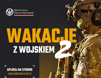 Po lewej na czarnym inforamcje. Po prawej zdjęcie żołnierza chełmie i goglach