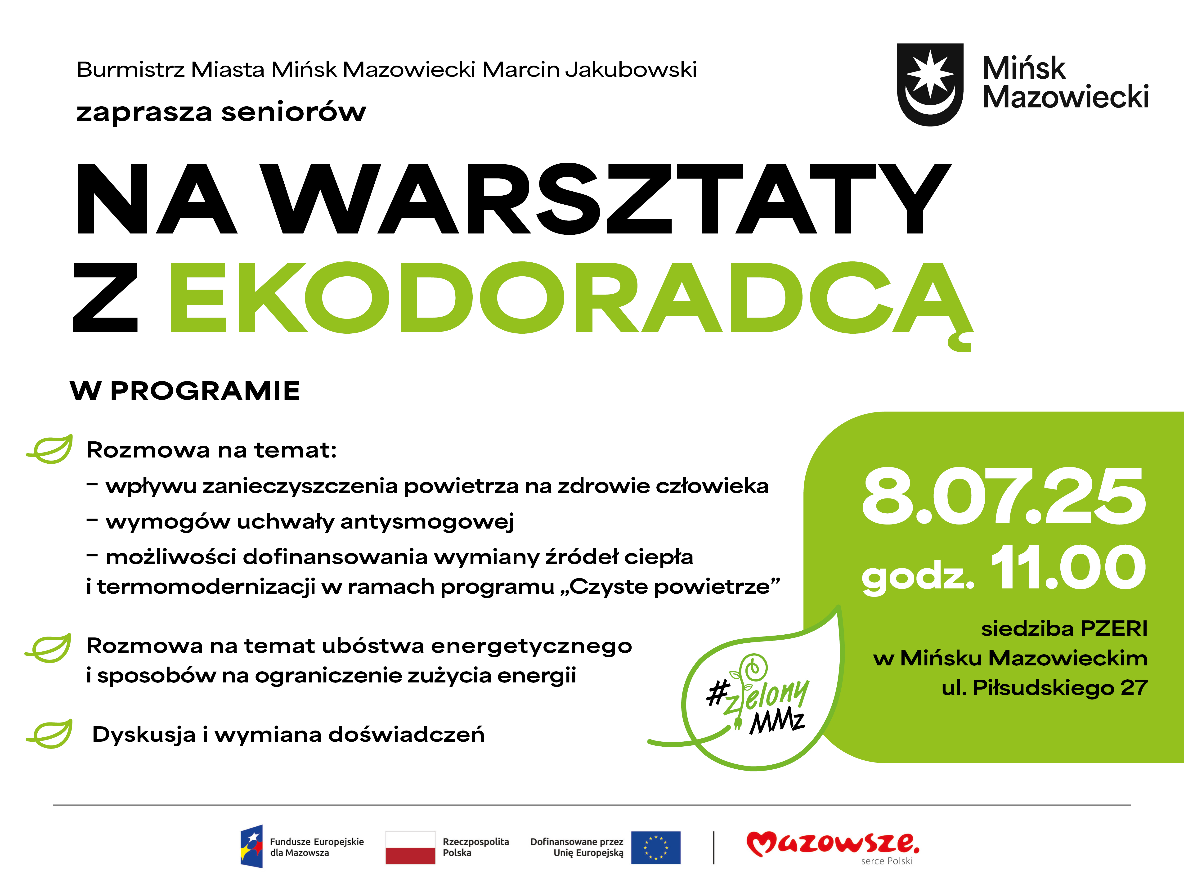 Na białym tle informacje. Po lewej zielony kwadrat z treścią
