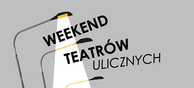 Po środku rysunek trzech lamp ulicznych. Jedna rzuca światło.