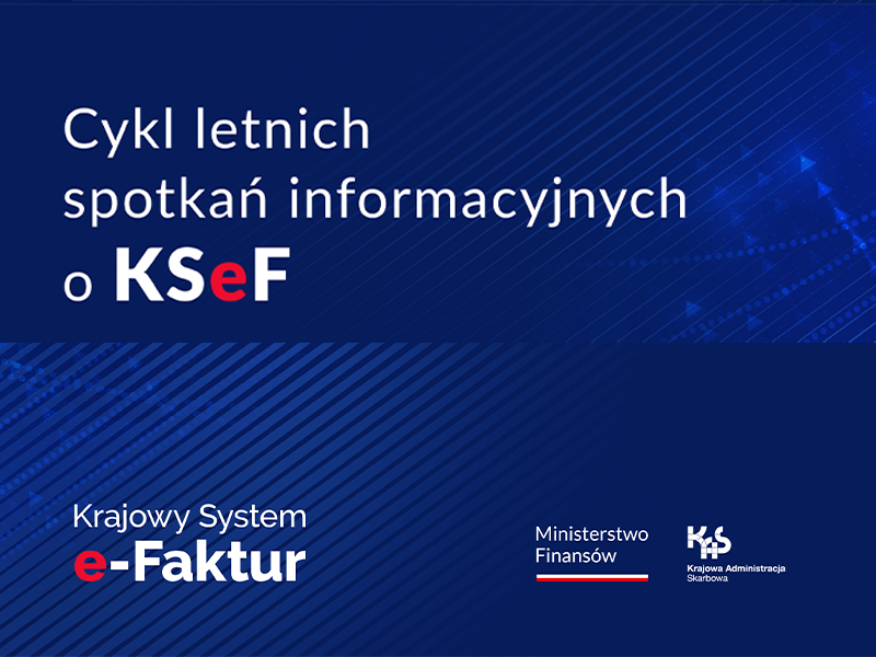 Białe napisy na granatowym tle.