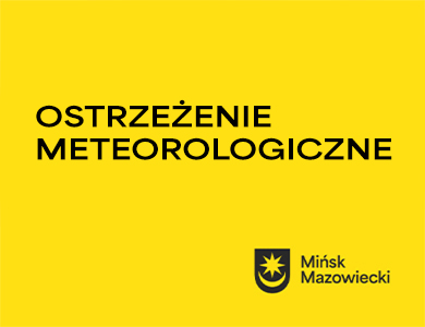 Napis "ostrzeżenie meteorologiczne" na żółtym tle