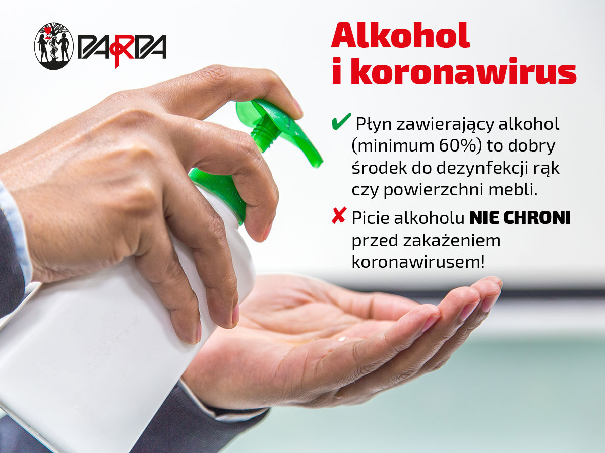 Alkohol i koronawirus. Obalamy mit o „odkażaniu organizmu”