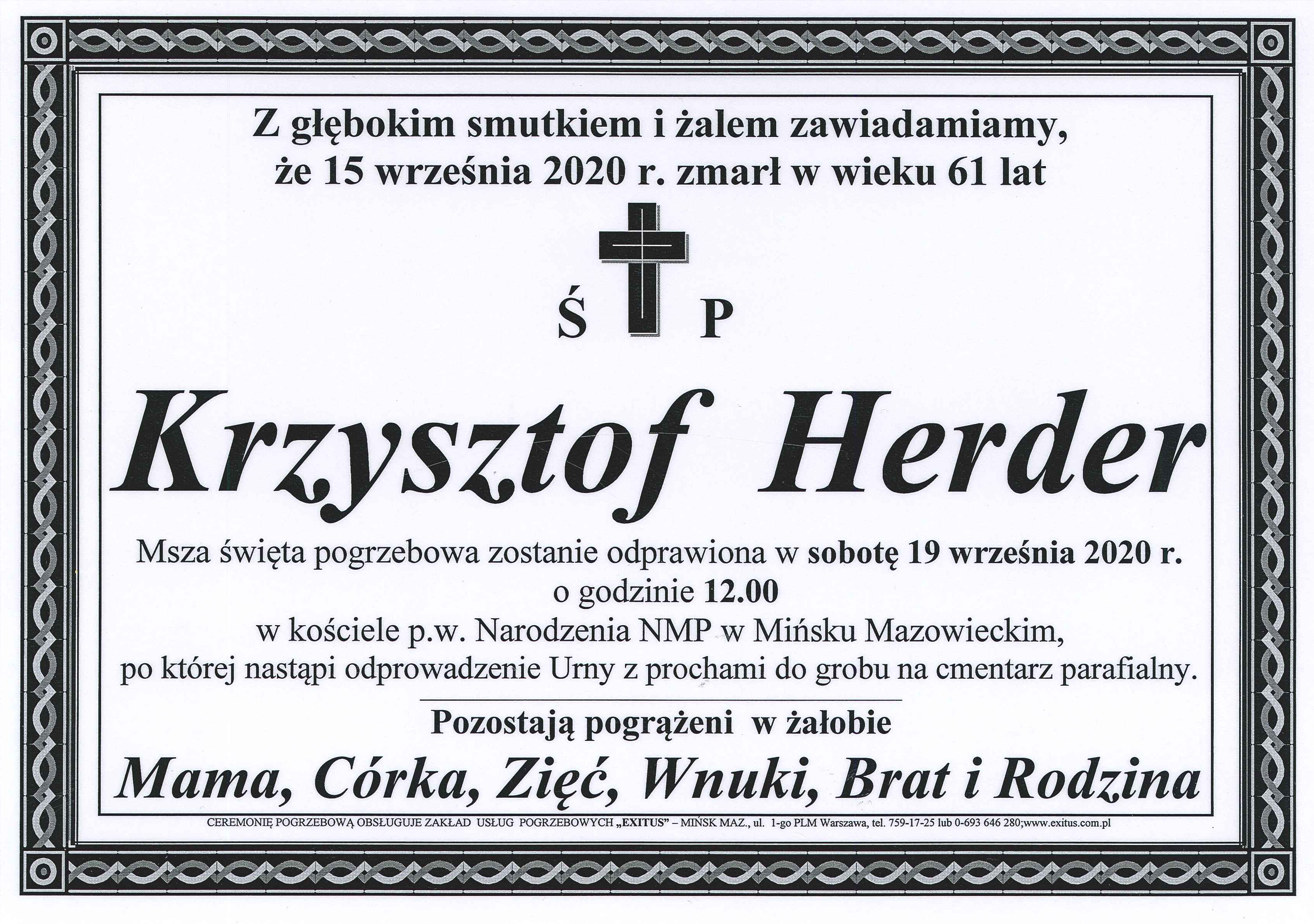 Pogrzeb Krzysztofa Herdera