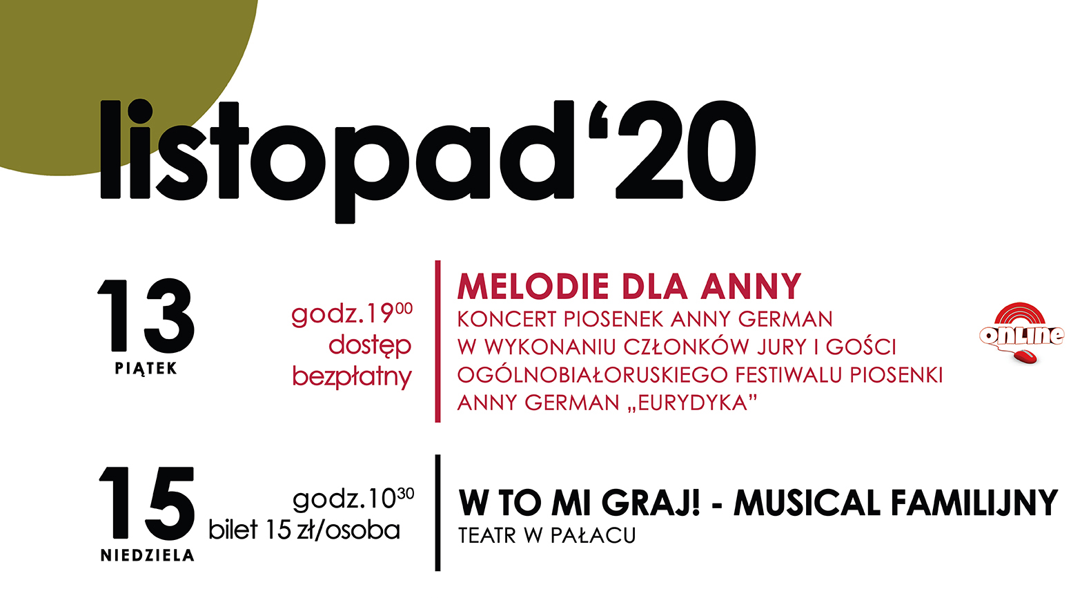 Listopad 2020 w Miejskim Domu Kultury