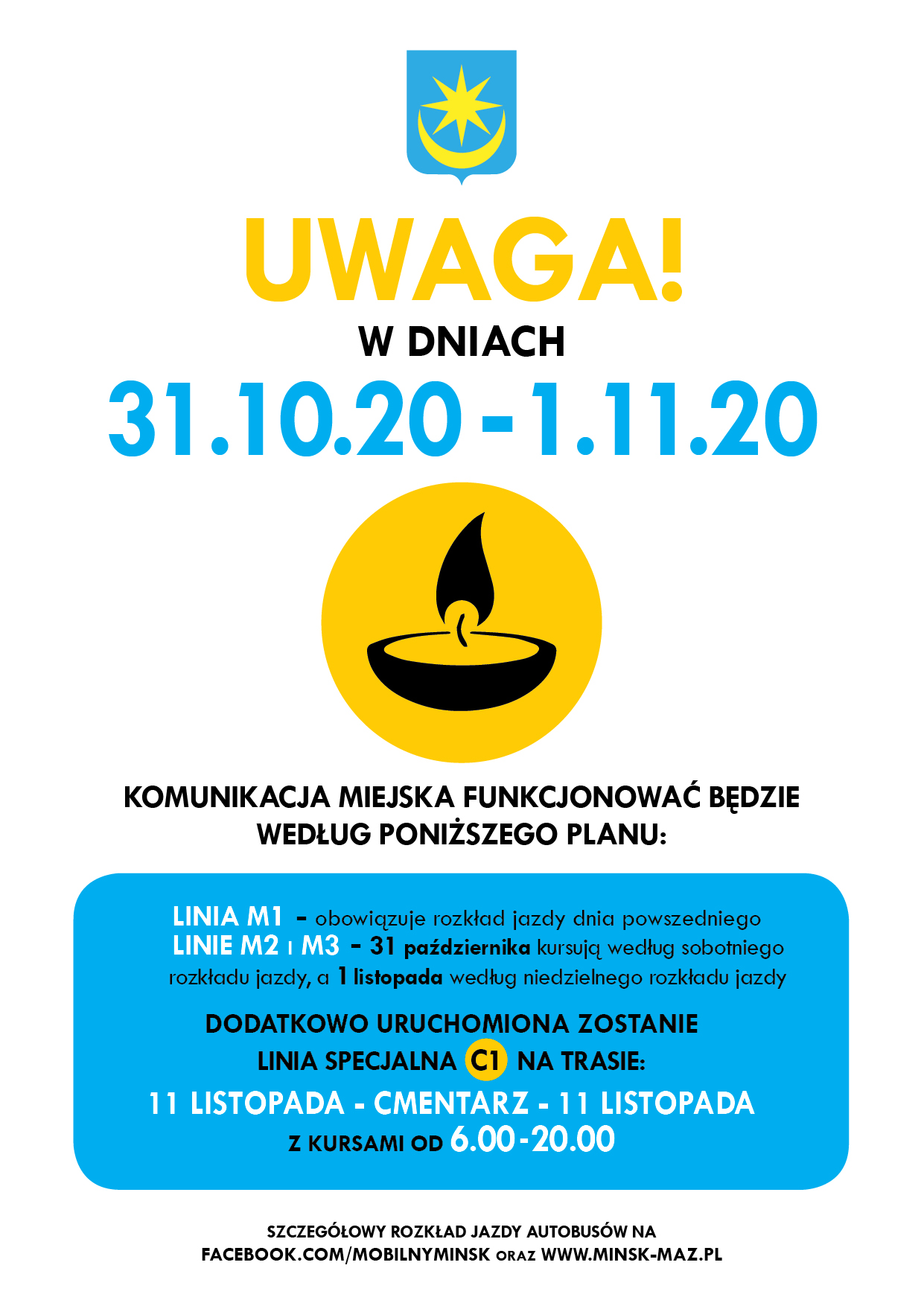 Komunikacja miejska od 31.10 do 1.11.2020