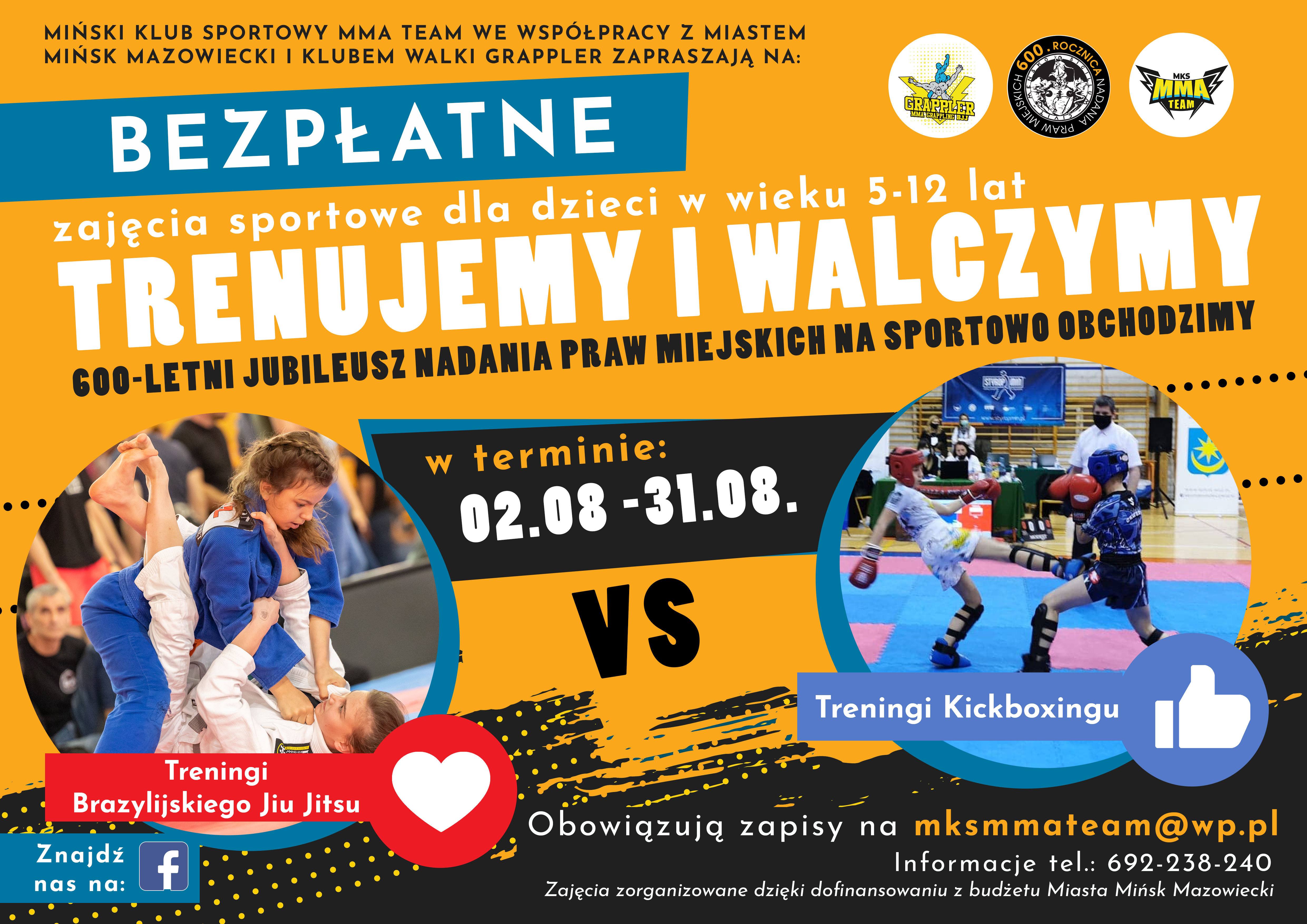 Miński Klub Sportowy MMA TEAM zaprasza dzieci w wieku 5-12 lat na bezpłatne zajęcia sportowe