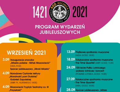 Program wydarzeń jubileuszowych na wrzesień