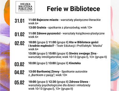 Ferie w Miejskiej Bibliotece Publicznej