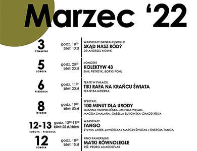 Kalendarz imprez w MDK - marzec