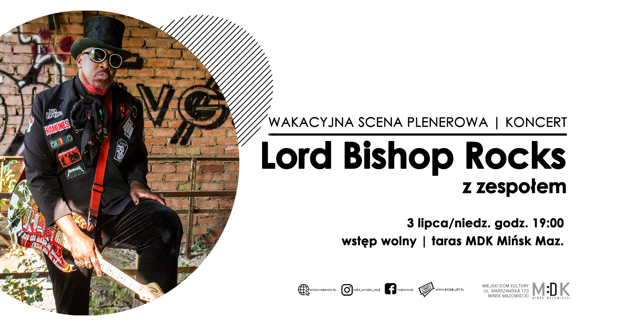 "Lord Bishop Rocks z zespołem" - wakacyjna scena plenerowa koncert w MDK 3.07.2022r.