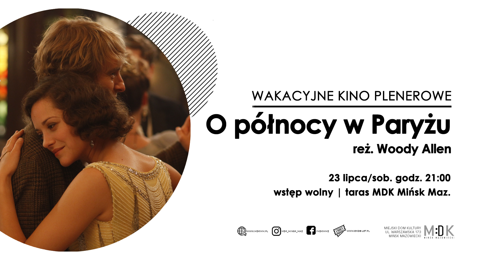 "O północy w Paryżu" - wakacyjn ekino plenerowe w MDK 23.07.2022