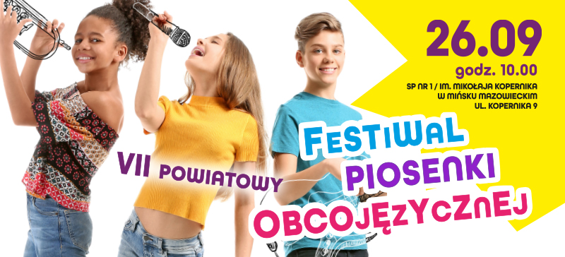 Zaproszenie do udziału w VII Powiatowym Festiwalu Piosenki Obcojęzycznej