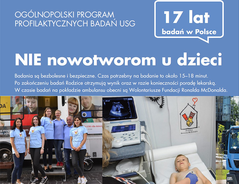 Program „NIE nowotworom u dzieci” Fundacji Ronalda McDonalda - bezpłatne badania USG dzieci w Mińsku Mazowieckim